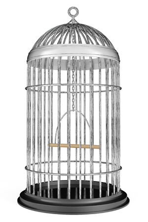 Metal Bird Cage on a white backgroundの写真素材