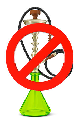 No smoking hookah sign on a white backgroundの写真素材