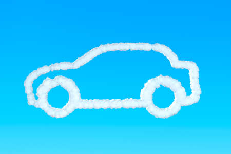 Car from clouds in the blue sky