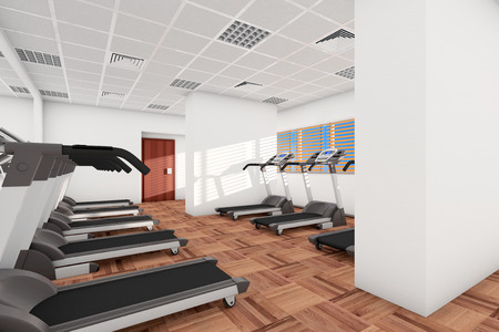 Sport concept. Treadmills in a row in the gymの写真素材