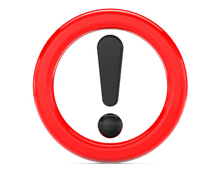 Exclamation Sign in Red Ring on a white backgroundの写真素材