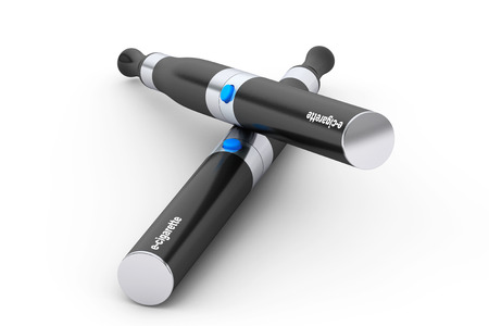Two Electronic Cigarettes on a white backgroundの写真素材