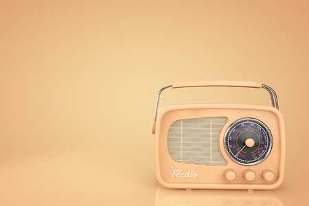 Closeup Vintage Radio on a yellow backgroundの写真素材