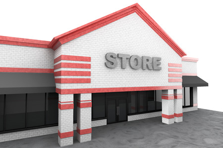 3d Large Store Building on a white background 3d Large Store Building on a white background