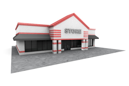 3d Large Store Building on a white background 3d Large Store Building on a white background