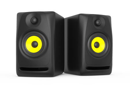 Closeup Audio Speakers a white background. 3d renderingの写真素材