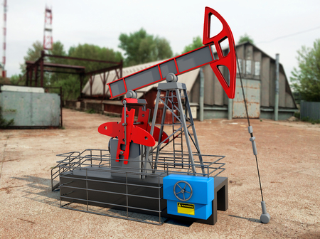 Pump Jack Oil Crane in industrial zoneの写真素材