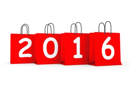 Shopping Bags with 2016 New Year Sign on a white background