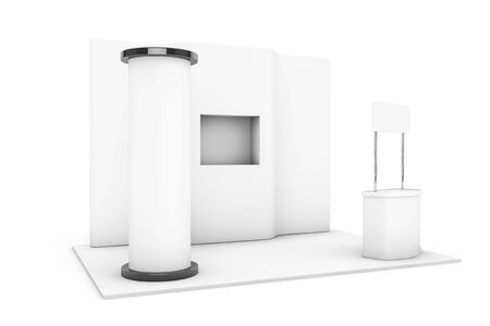Trade Commercial Exhibition Stand on a white background. 3d renderingの写真素材