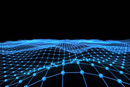 Abstract Wireframe Plane on a black background. 3d Rendering