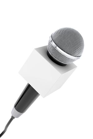 Microphone with Blank Box on a white background. 3d Renderingの写真素材