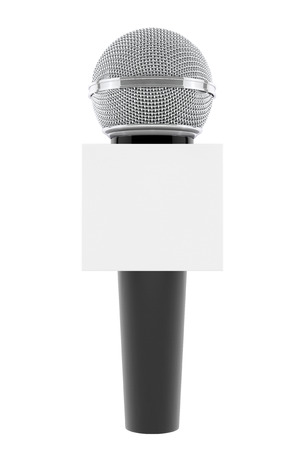 Wireless Microphone with Blank Box on a white background. 3d Renderingの写真素材