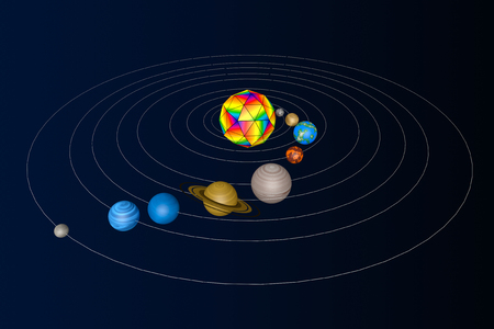 Abstract Solar System with Planets extreme closeup. 3d Renderingの写真素材