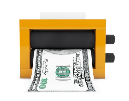 Magic Press for Making Money on a white background. 3d Renderingの写真素材