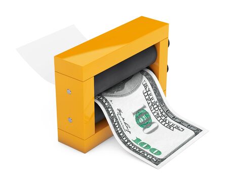 Magic Press for Making Money on a white background. 3d Renderingの写真素材