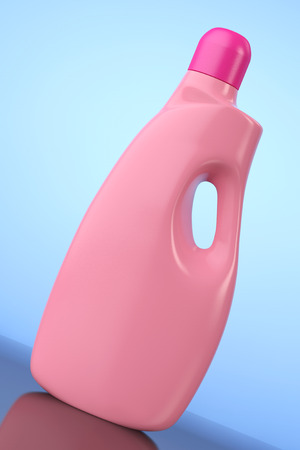 Plastic Detergent Container Bottle on a blue background. 3d Renderingの写真素材