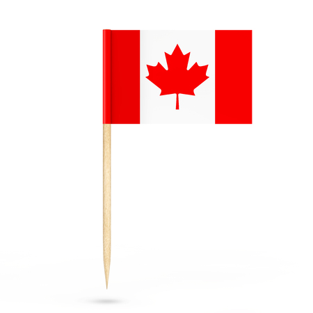 Mini Paper Canada Pointer Flag on a white background. 3d Renderingの写真素材