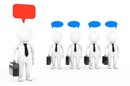 Teamwork Ideas Concept. 3D Businessmans with a Think Bubbles on a white background. 3d Renderingの写真素材