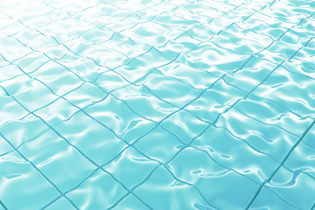 Abstract Blue Pool Water with Sun Reflections extreme closeup background. 3d Rendering.