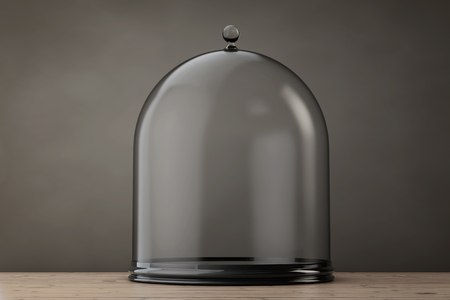 Tray with Glass Cover on a wooden table. 3d Rendering.の写真素材