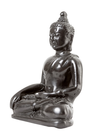 Wooden Buddha Statue on a white backgroundの写真素材