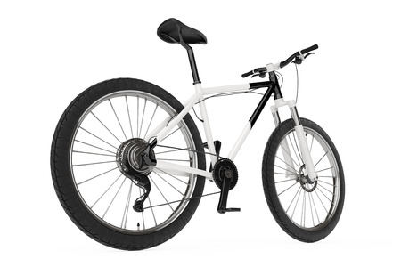 Black and White Mountain Bike on a white background. 3d Renderingの写真素材