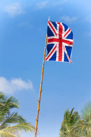 United Kingdom Flag on a Blue Sky Background extreme closeup. の写真素材
