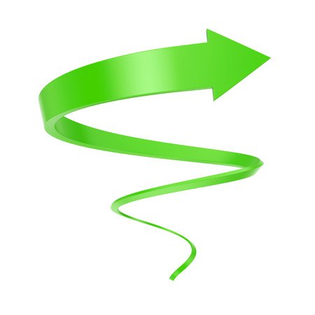 Green Spiral Arrow Twist Up to Success on a white background. 3d Rendering の写真素材