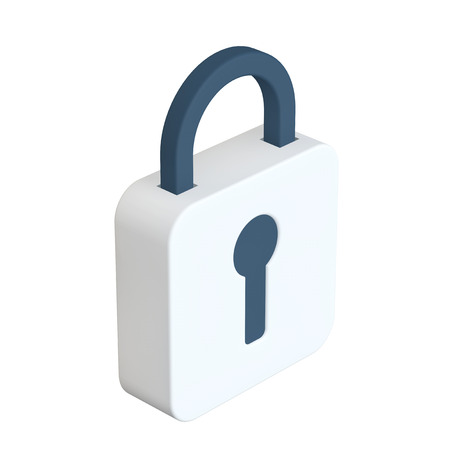 Padlock Lock Isometric Flat Icon on a white background. 3d Rendering の写真素材
