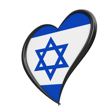 Israel Flag Inside Heart. Eurovision Song Contest 2019 in Israel on a white background. 3d Renderingの写真素材