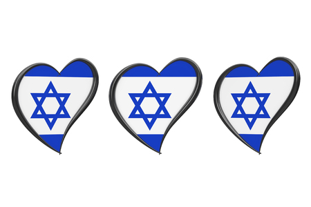 Israel Flag Inside Heart. Eurovision Song Contest 2019 in Israel on a white background. 3d Renderingの写真素材