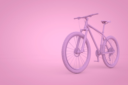 Abstract Pink Clay Style Mountain Bike on a yellow background. 3d Renderingの写真素材