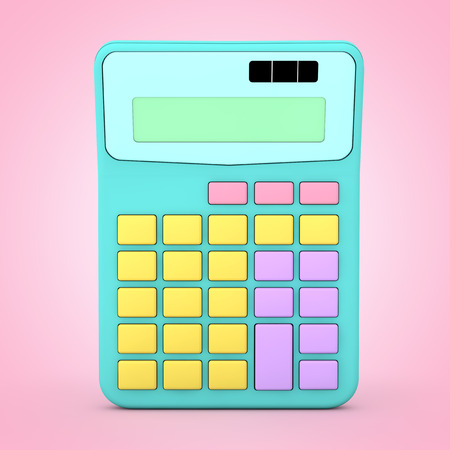 Abstract Color Toy Calculator Icon on a pink background. 3d Renderingの写真素材