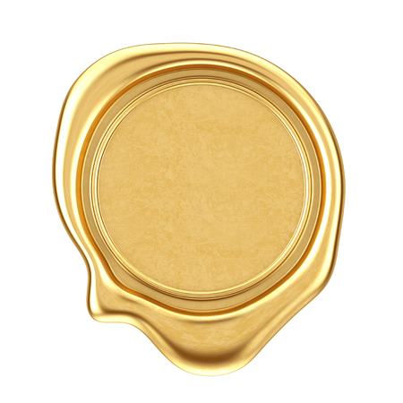 Gold Wax Seal with Blank Space for Your Design on a white background. 3d Renderingの写真素材