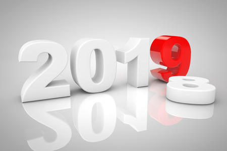 New Year 2019 3d Sign on a grey background. 3d Rendering