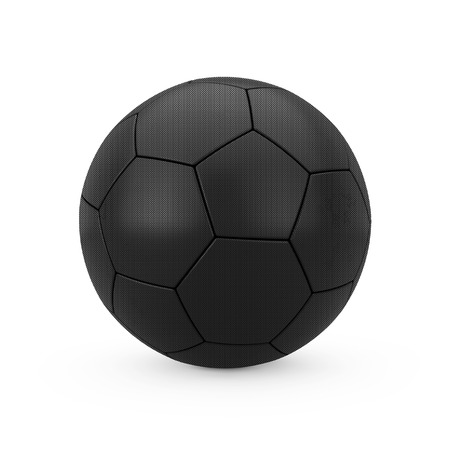 Leather Black Football Soccer Ball on a white background. 3d Renderingの写真素材