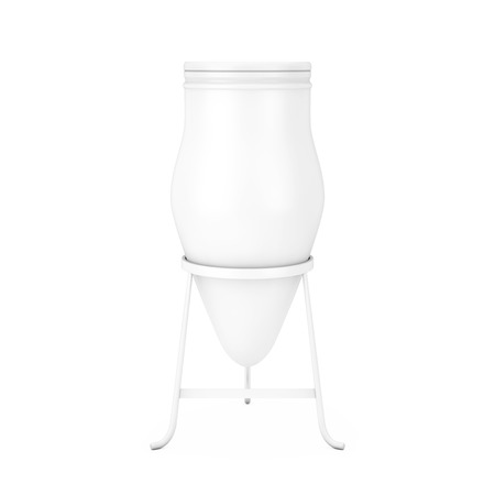 White Clay Trash Bin Pot on a white background. 3d Renderingの写真素材