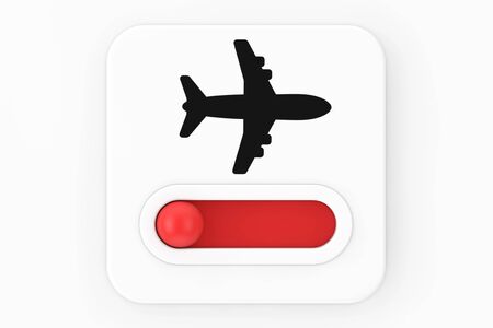 Airplane On Off Mode Toggle Switch Icon on a white background. 3d Renderingの写真素材