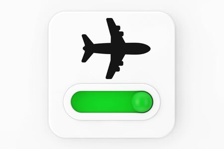 Airplane On Off Mode Toggle Switch Icon on a white background. 3d Renderingの写真素材