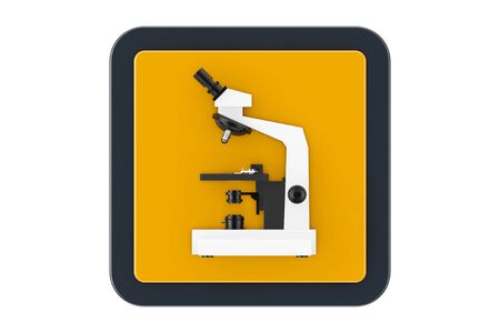 Modern Laboratory Microscope as Touchpoint Web Icon Button on a white background. 3d Renderingの写真素材
