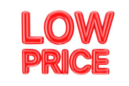 Red Balloon Low Price Sign on a white background. 3d Rendering の写真素材