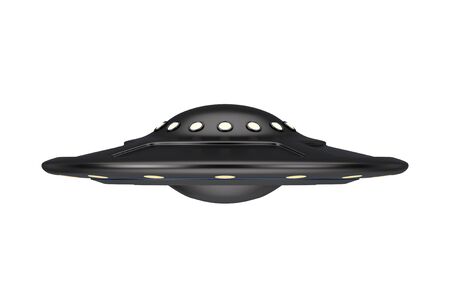 UFO Concept. Alien Spaceship or Flying Saucer on a white background. 3d Rendering