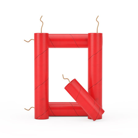 Letter Q as Dynamite Sticks Alphabet Collection on a white background. 3d Renderingの写真素材