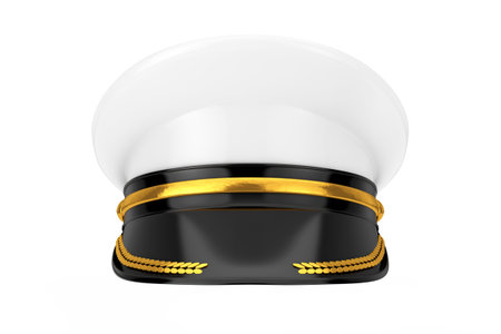 Blank White Uniform Hat or Cap Mockup on a white background. 3d Renderingの写真素材