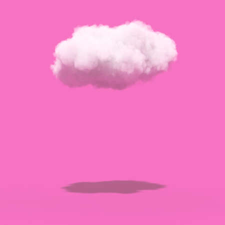 White Cloud with Shadow on a pink background. 3d renderingの写真素材