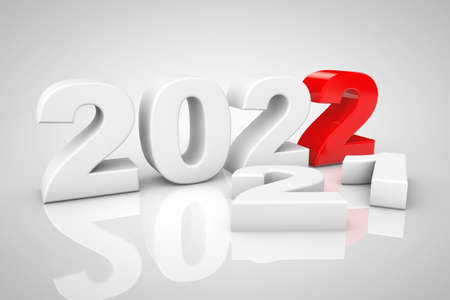 New Year 2022 3d Sign on a gray background. 3d renderingの写真素材