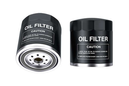 New Car Oil Filter in a Black Housing on a white background. 3d rendering