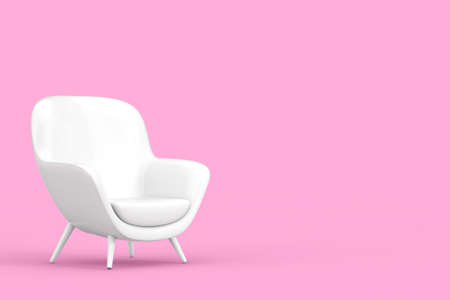 White Modern Oval Shape Relax Chair as Clay Style on a pink background. 3d renderingの写真素材