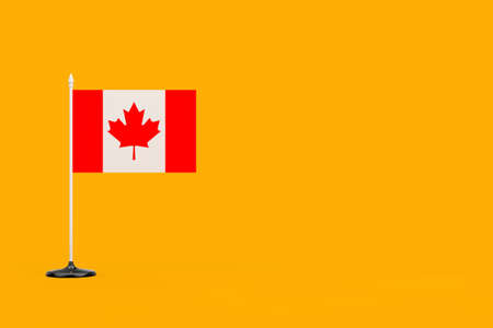 Happy Canada Flag Day Concept. Flag of Canada on a yellow background. 3d Renderingの写真素材