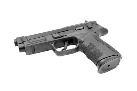 Semi-automatic Black Gun on a white background. 3d Renderingの写真素材